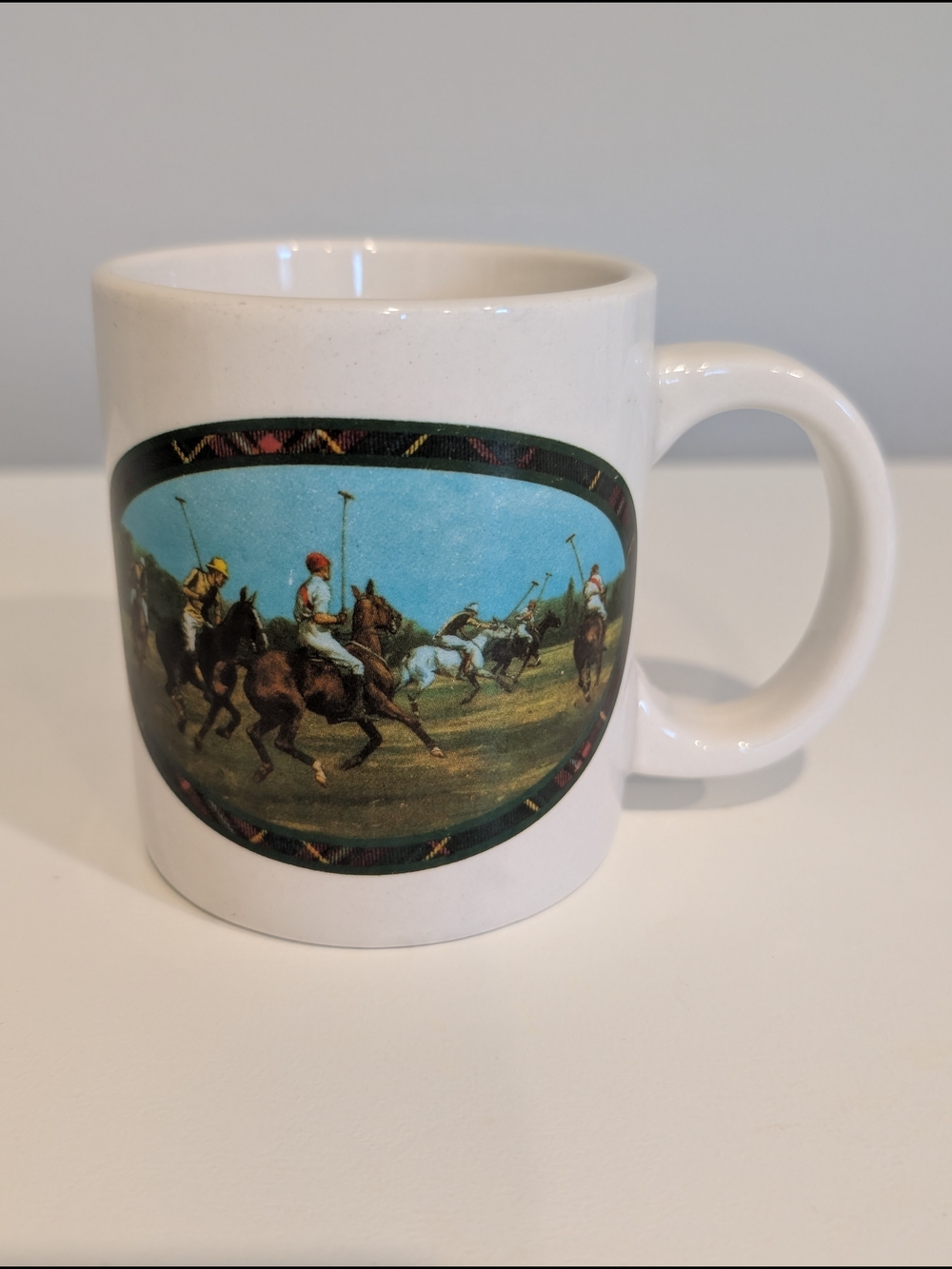 Ralph Lauren White Polo Players Ceramic Coffee Mug 12oz
